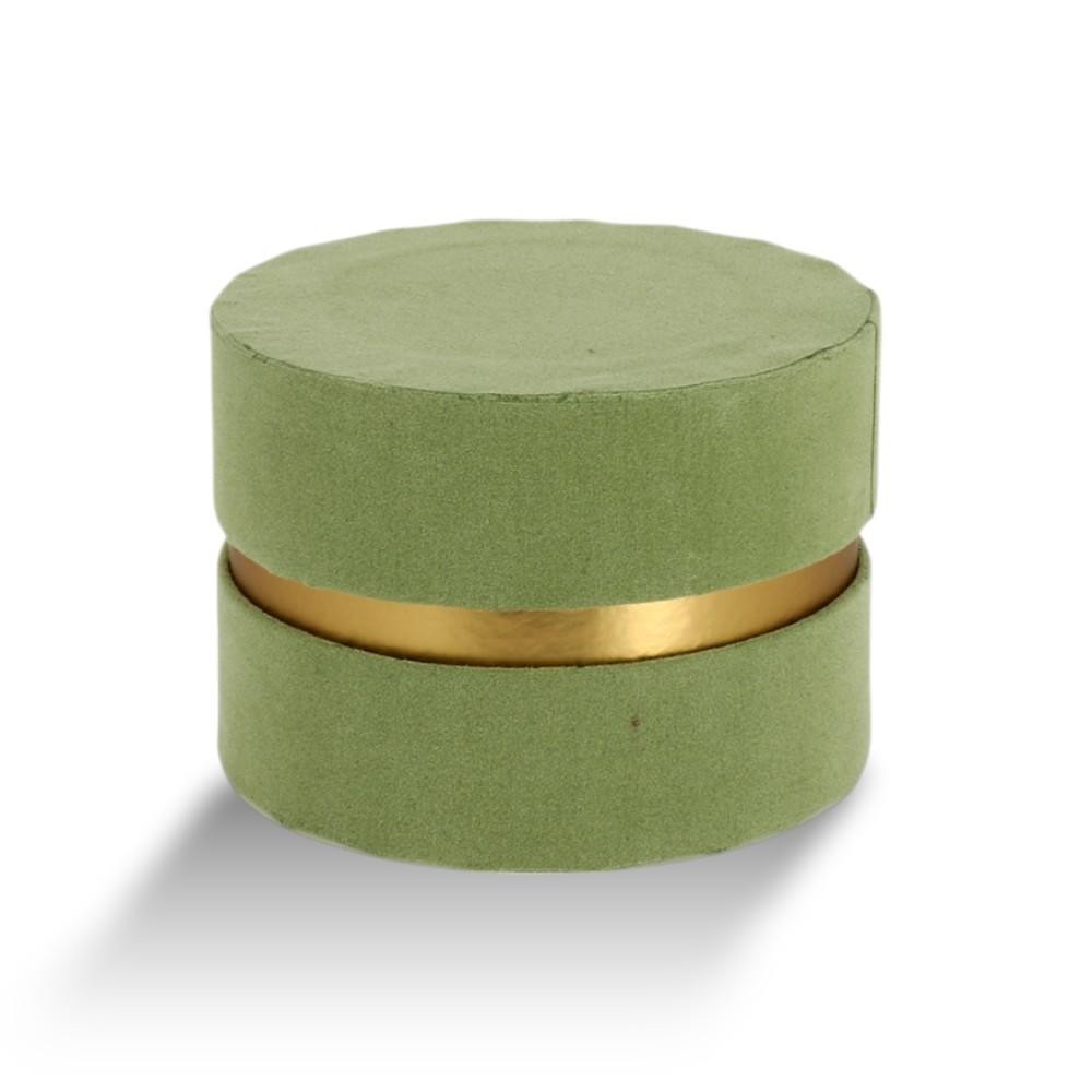 SCATOLA TONDA D8.5 H6.5 VERDE VELLUTO MARTELLATO